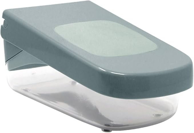 Vegetable Chopper with Easy-Pour Opening, Stainless Steel Blade, Dishwasher Safe - Teal
