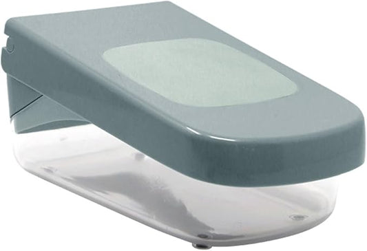 Vegetable Chopper with Easy-Pour Opening, Stainless Steel Blade, Dishwasher Safe - Teal