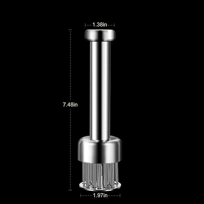 Stainless Steel Meat Tenderizer Tool, 21 Sharp Needles, Meat Piercing, Tenderizing Steak, Beef, Chicken, Pork, Barbecue, Marinating, Small Meat Grinder