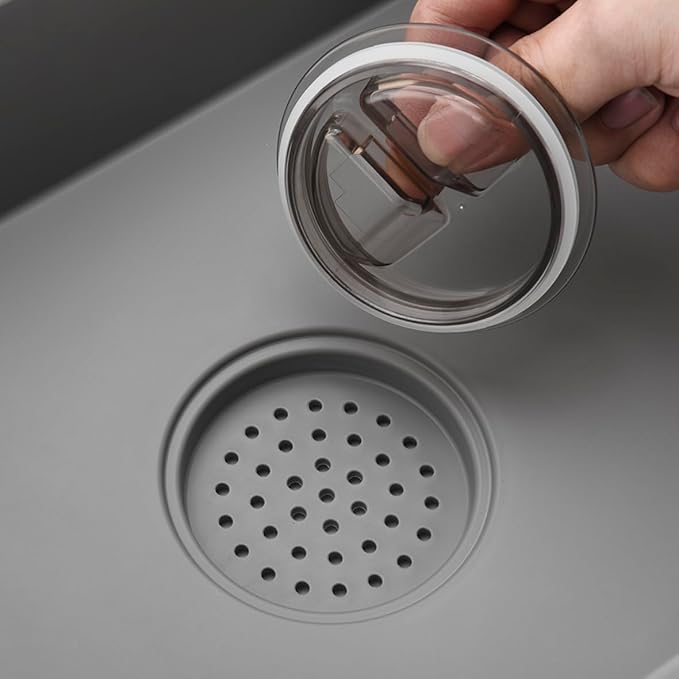 2-in-1 Dish Basin Set For Washing Dishes in Kitchen Sink, With Filter Basket Drain Hole Plug/Stopper,Multi-purpose and Portable Kitchen Cleaning Filter Basin,Plastic(ABS+PP),Gray,Nicmondo