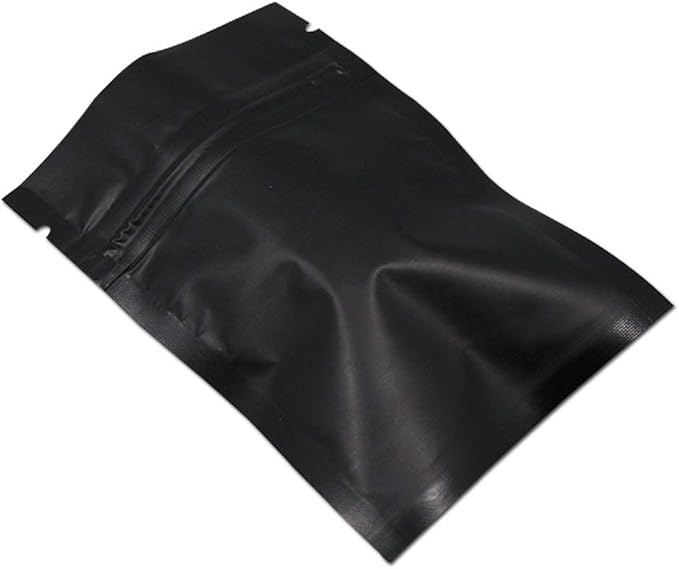FERENLI 100Pcs Zipper Lock Self Seal Flat Pouch for Zip Aluminum Foil Lock Package Bag Coffee Food Storage Resealable Mylar Bags Heat Sealable Candy Reclosable Bags (10x15cm (3.9x5.9 inch), Black)