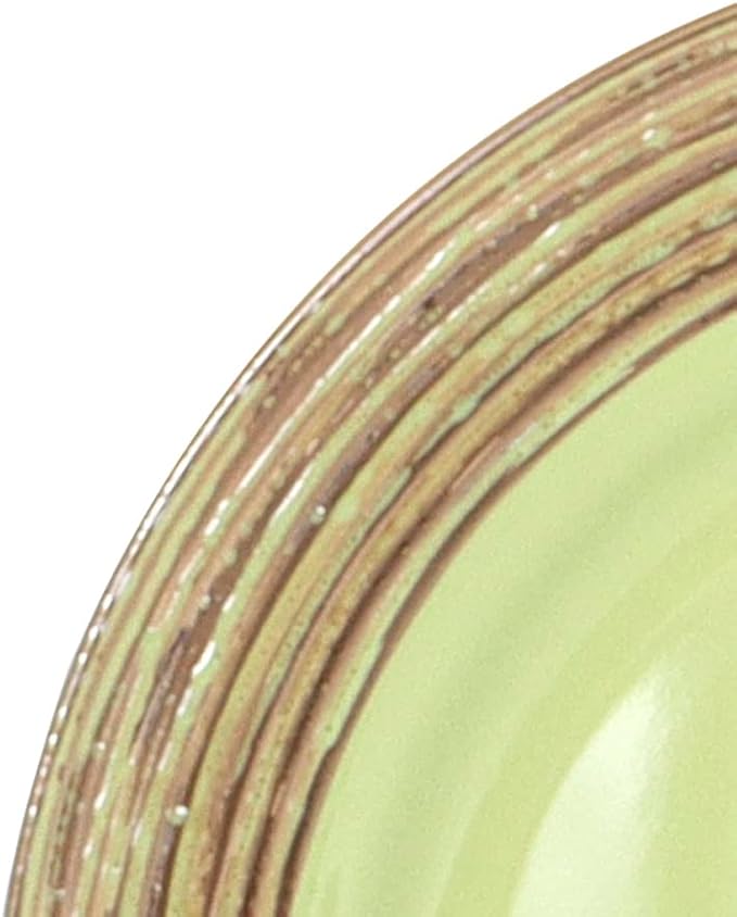 48 Piece Dinnerware Set, Ceramic Plates and Bowls Sets for 8, Microwave and Dishwasher Safe, Handcrafted Tree Bark Series Dish Set, Oak Forest/Dark Green
