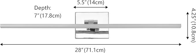 JONATHAN Y JYL7163E Santino 28" Modern Minimalist Swivel Integrated Dimmable LED Rechargeable Picture Light with Touch Sensor for Bedroom, Living Room, Kitchen, Office, Chrome