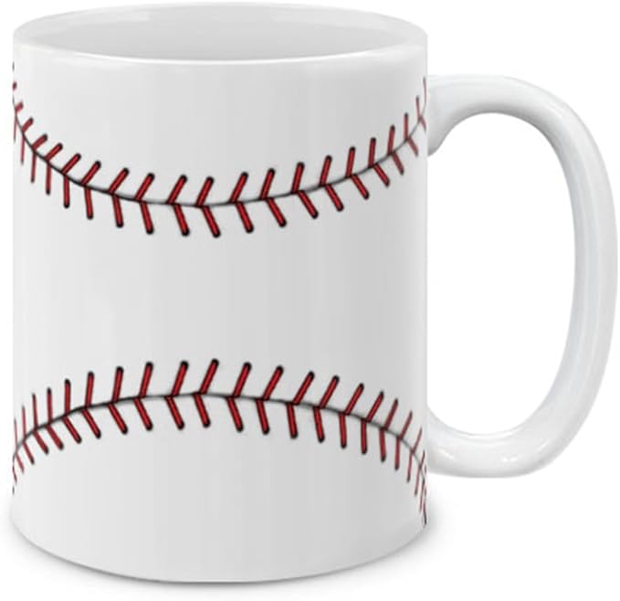 MUGBREW Baseball Stitches Ceramic Coffee Mug Tea Cup, 11 OZ