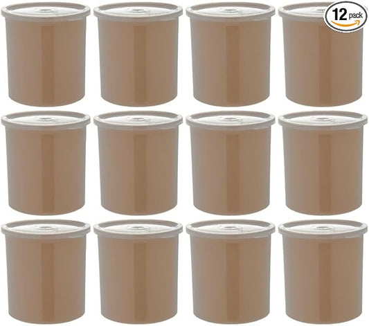 Carlisle FoodService Products Classic Round Storage Container Crock with Lid for Kitchen, Restaurants, Home, Plastic, 1.2 Quarts, Beige, (Pack of 12)