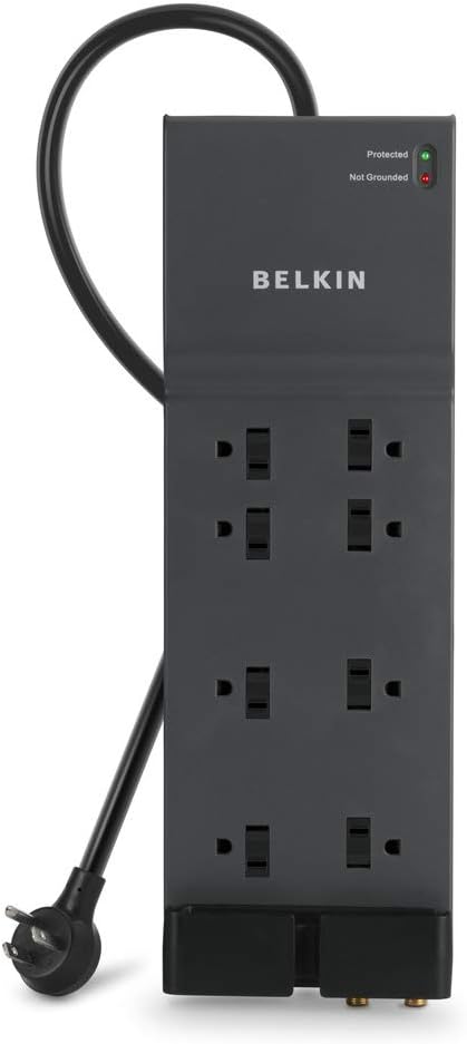 Belkin Surge Protector Power Strip, 8 AC Multiple Plug Outlet w/ 12ft Heavy-Duty Extension Cord, UL-listed Outlet Extender w/ Flat Plug for Home, Office, Computer Charging - 3,550 Joules of Protection