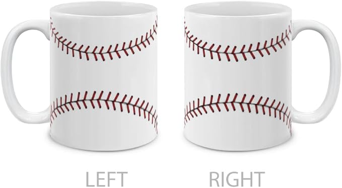MUGBREW Baseball Stitches Ceramic Coffee Mug Tea Cup, 11 OZ