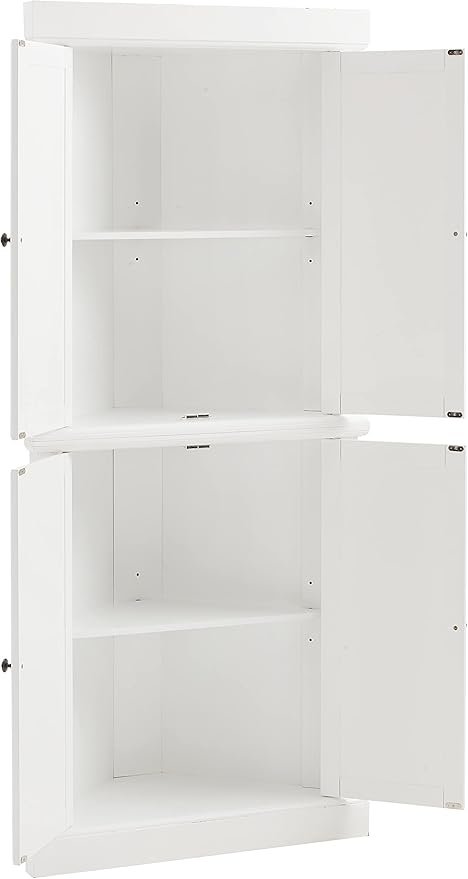 Crosley Furniture Shoreline Tall Pantry Storage Cabinet with Shelves, Kitchen, Dining, or Laundry Room, White