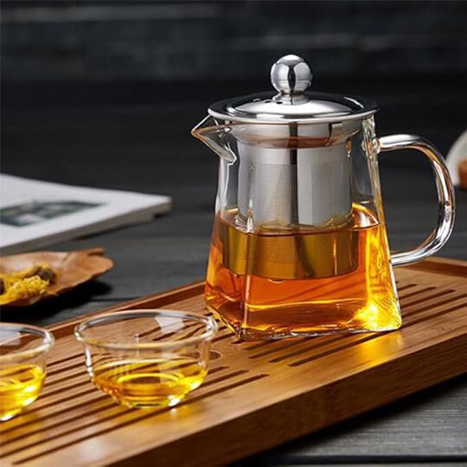 Homoyoyo Tea Kettle Stovetop Whistling Glass Tea Pot Strainer 950ml Infuser Teapot Kettle for