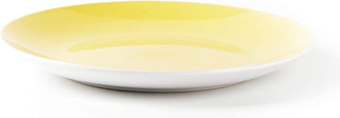 Stoneware Coupe Shape 18pc Dinnerware Set, Outside White + Inside Yellow