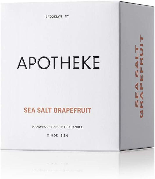 Apotheke Signature Scented Candles for Home, Sea Salt Grapefruit - 10.5 oz - Soy Wax, Non Toxic, Large Jar White - Luxury Candle Gifts for Women & Men - Pepper, Dew Drops, and Tarragon