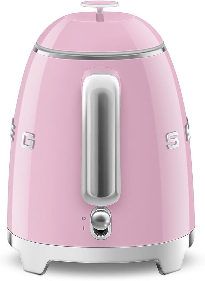 SMEG Mini 50's Retro Style 3 Cup Electric Kettle with Double Wall Anti Slip Base and Water Level Indicator (Pink)