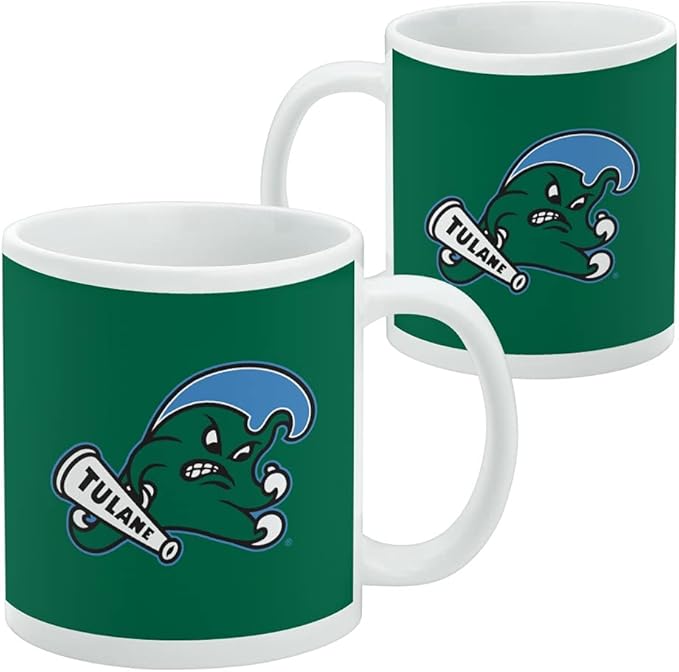 Tulane University Primary Logo Ceramic Coffee Mug, Novelty Gift Mugs for Coffee, Tea and Hot Drinks, 11oz, White