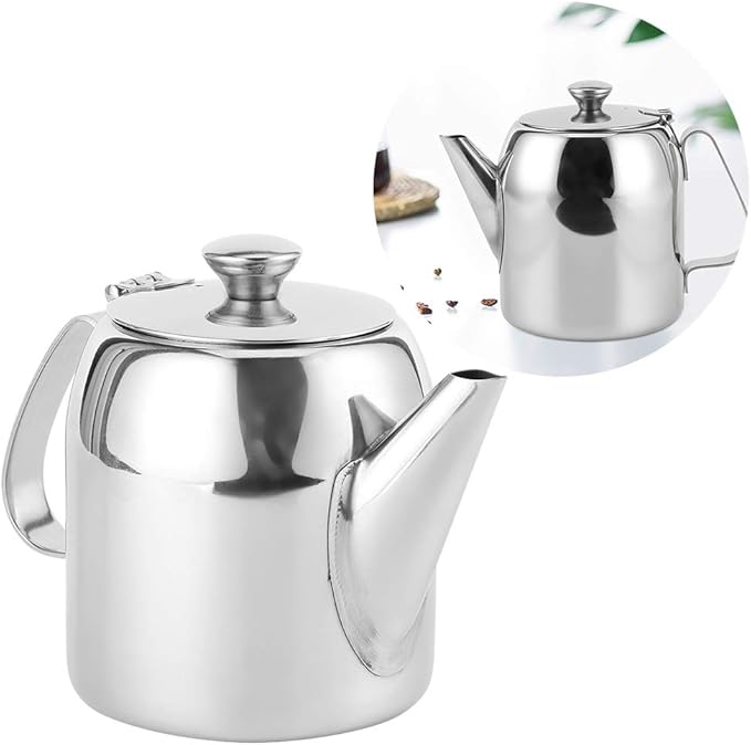 Coffee Pot Teapot Stainless Steel Tea Kettle Cold Short Spout Pour Over for Home Kitchen Hotel Restaurant(32oz)