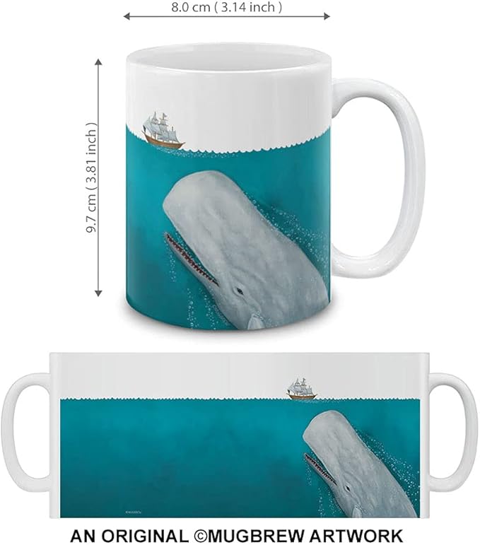 MUGBREW White Whale Moby Dick Ceramic Coffee Mug Tea Cup, 11 OZ