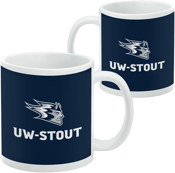 University of Wisconsin - Stout Primary Logo Ceramic Coffee Mug, Novelty Gift Mugs for Coffee, Tea and Hot Drinks, 11oz, White