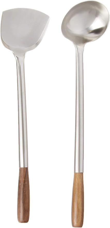 Fox Run Spatula & Ladle Wok Tool Set, 16.5-17.5 inches, Stainless Steel