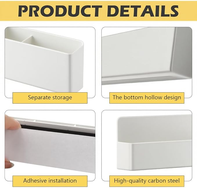 Magnetic Straw Holder – Detachable, Fits All Straws, Prevents Water Buildup (Cabinet/Fridge Use), Sticks to Metal Surfaces – Dividers for No Mess, Dry Straw Storage (White, Large)