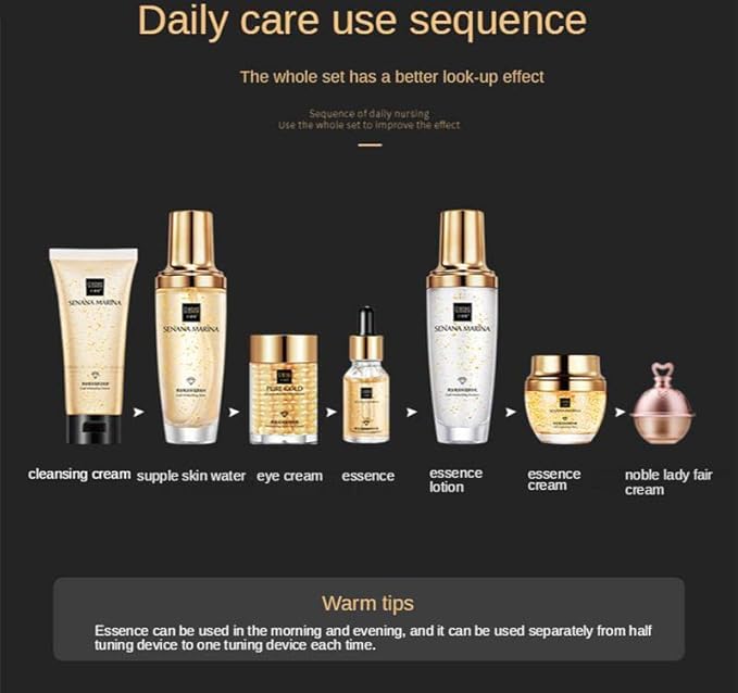 SENANA 24K Gold Skin Care Set Moisturizes Shrinks Pore Oil Control Face Cream Essence Set of 9