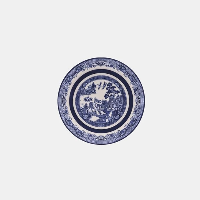 Oxford Flamingo-Blue Willow Porcelain 20 Piece Dinnerware Set Service for 4