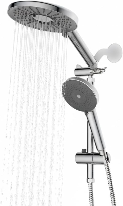 Shower Head with Filters - High Pressure Shower Filter Heads for Hard Water with Handheld - Dual Filtration Removes Chlorine, Fluoride, Heavy Metals (Chrome)
