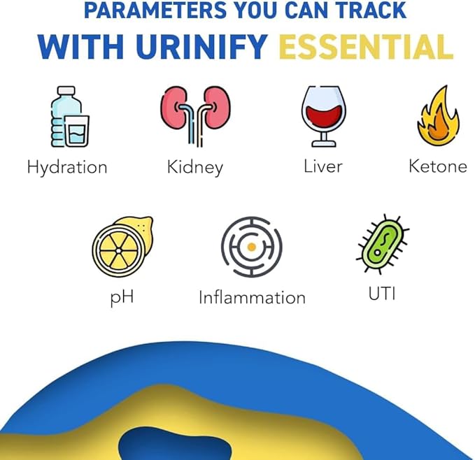 [URINIFY Essential] Mobile App Urine Test Strips and at Home UTI Test Strips, Kidney Test kit at Home, Hydration, Keto Test Strips, pH Test Strips, Liver Test, urinalysis Test, Protein, 12 Strips