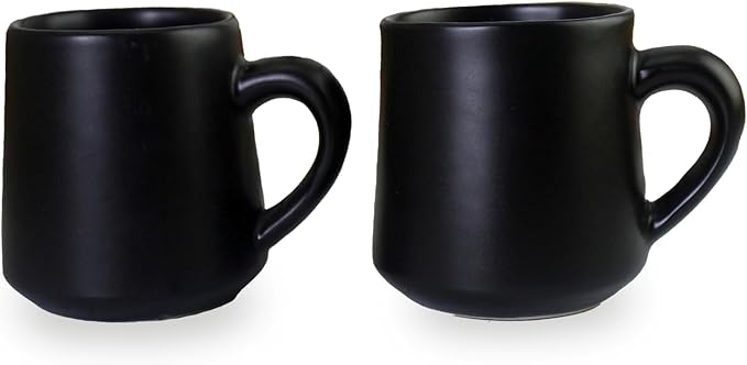 roro Handmade Matte Black Stoneware Coffee Mugs, 10 oz (Set of 2) – Modern Ceramic, Dishwasher & Microwave Safe