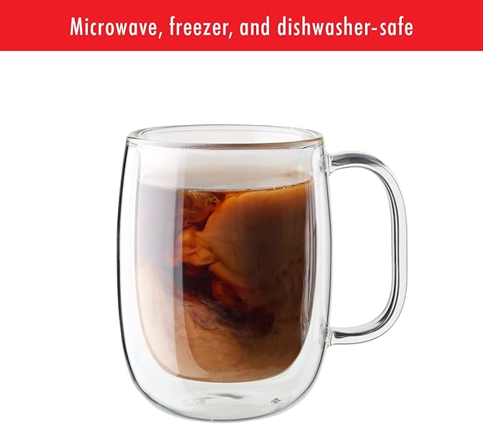 ZWILLING Sorrento Plus 2-pc Double-Wall Glass Coffee Mug Set, Clear