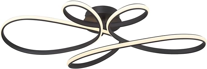 Possini Euro Design Helix Ultra Modern Semi Flush-Mount Ceiling Light Sand Black Dimmable LED Strip Twisting Ribbon Steel Metal 36 1/2" Wide Bedroom Kitchen Living Room Hallway House Home Dining