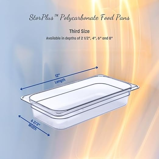 Carlisle FoodService Products Storplus Food Pan, Storage Container with Spoonable Corners for Catering, Buffets, Restaurants, Polycarbonate (Pc), 1/3 Size 6 Inches Deep, Black