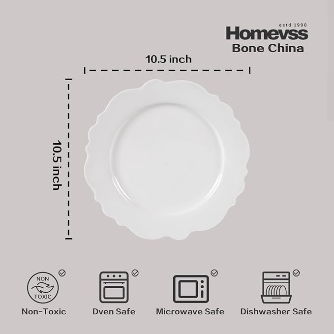 HomeVss, New Bone China Dinnerware Set Embossed Winds, Service for 8-40pc Set