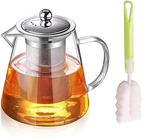 750ml (25oz) Glass Teapot with Infuser,Heat Resistant with Removable Infuser, Borosilicate Clear Glass Tea Pots for Loose Leaf Tea and Blooming Tea Cook Teapot 25oz
