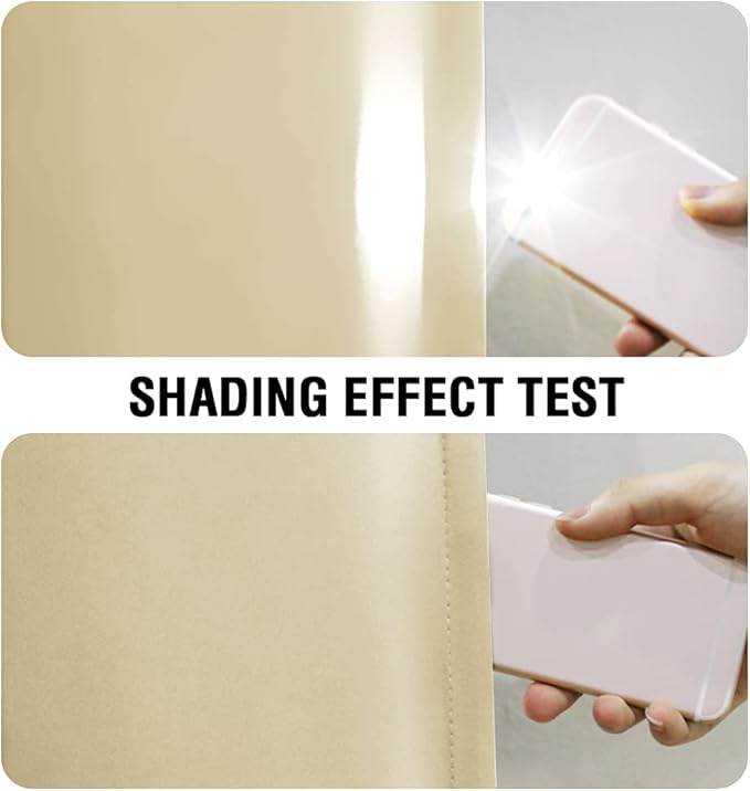 H.VERSAILTEX 100% Blackout Curtains 96 Inches Long (2 Layers) Full Light Blocking Window Curtain Draperies for Bedroom Thermal Insulated Soft Thick Silky Grommet 2 Panels, Wheat with Black Liner