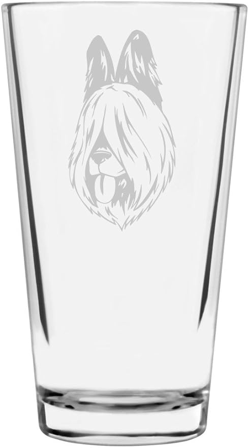 Briard Dog Themed Etched All Purpose 16oz Pint Glass