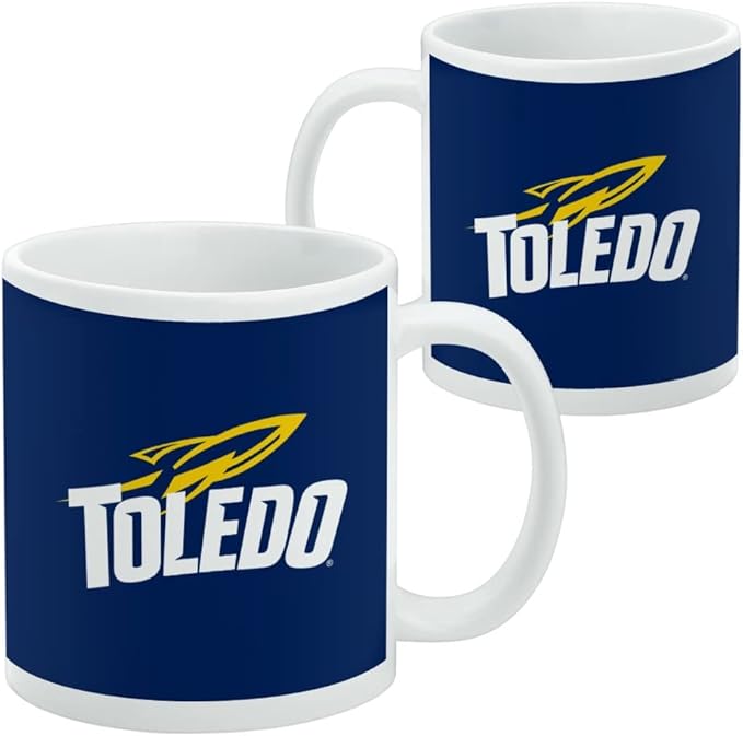University of Toledo Rockets Logo Ceramic Coffee Mug, Novelty Gift Mugs for Coffee, Tea and Hot Drinks, 11oz, White