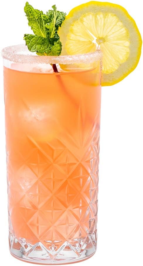 Restaurantware Timeless 10 Ounce Highball Glasses Set of 6 Etched Drinking Glasses - Dishwasher-Safe Chip-Resistant Clear Glass Water Glasses Lead-Free For Juices Or Cocktails