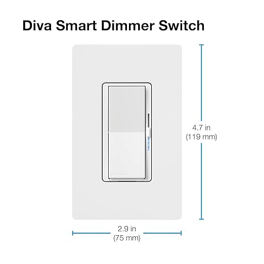 Lutron Diva Smart Dimmer Light Switch for Caseta Lighting (Lutron Smart Hub Required), for LED Lights, 150W, Single-Pole/3-Way, No Neutral, White - 6 Pack