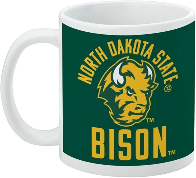 North Dakota State Bison Ceramic Coffee Mug, Novelty Gift Mugs for Coffee, Tea and Hot Drinks, 11oz, White