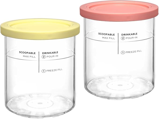 Replacement for Creami Deluxe Pints and Lids 4 Pack,Compatible with Ninja Creami 11-in-1 NC501 NC500 Series Deluxe Ice Cream Maker,24oz Deluxe XL Cups(Yellow,Pink)