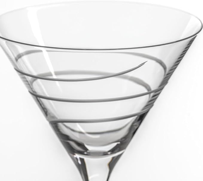 Rolf Glass Twist Martini Glass | 10oz Cocktail Glasses | Lead-Free and Diamond Engraved | Made in the USA | Contemporary, Modern Spiral Design | Set of 2