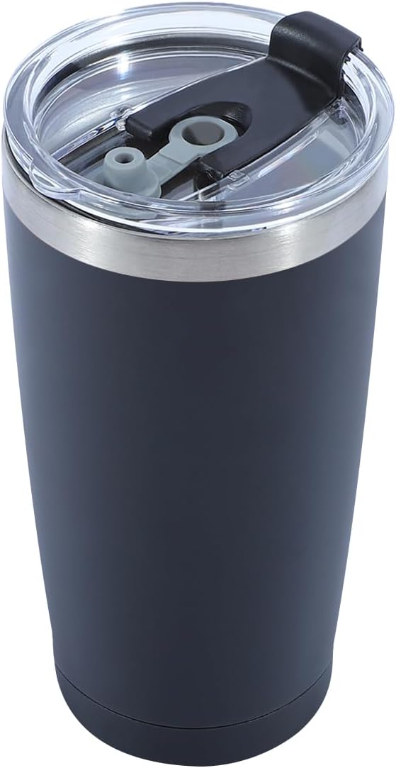 Dongni 20oz Tumbler Bulk Stainless Steel Vacuum Insulated Tumblers with Lid Double Wall Travel Mug Powder Coated Coffee Cup, Suitable for Ice Drinks and Hot Beverage（Black 1 pack）