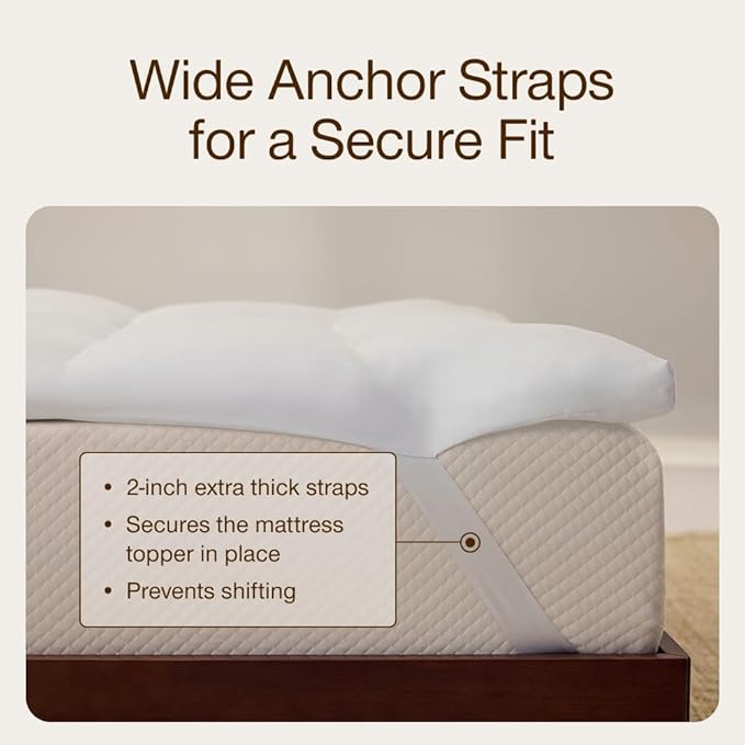 Coop Home Goods Essence Down Alternative Mattress Topper Full, Plush 2-Inch Gusset and Baffle Box Design for Even Support and Comfort, Premium Bed Topper for Pressure Relief, Oeko-TEX Certified