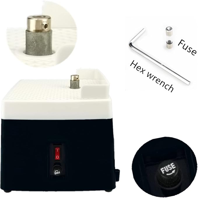 SYLPHID Portable Mini Glass Grinder 110V Stained Grinder Machine for Diamond Ceramic Shell Art DIY, Free 5/8'' Grinder Bits Included (With Baffle/Black)