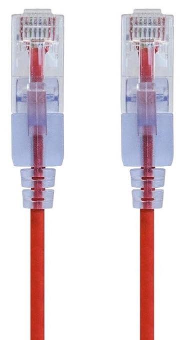Monoprice Cat6A 3ft Red 10-Pk Patch Cable UTP 30AWG 10G Pure Bare Copper Snagless RJ45 SlimRun Series Ethernet Cable