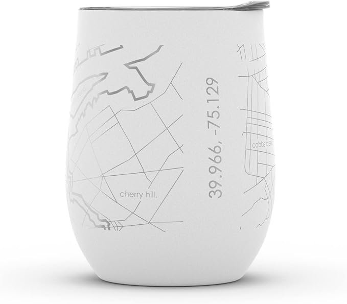 Well Told Engraved Philadelphia Pennsylvania Map Insulated Wine Tumbler, Etched Stainless Steel Wine Tumbler (12 oz, White) City Map Insulated Tumbler, Custom Insulated Tumbler, Outdoor Drinkware
