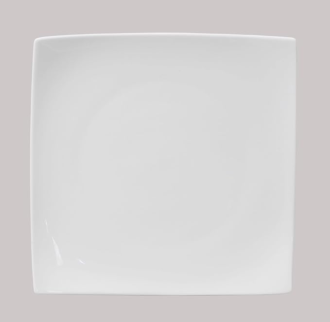Bone China Elegance White Square Plate 10.5", Set of 6 Pieces