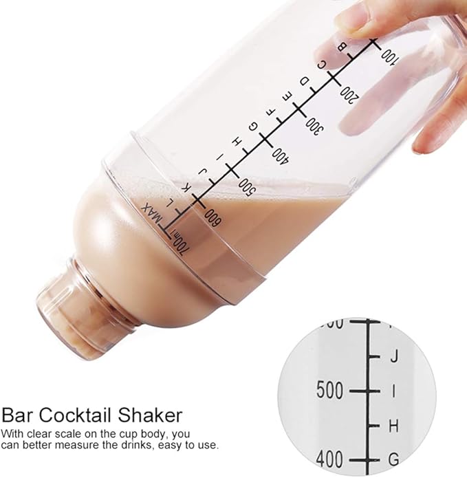 Tyenaza Thickened Manual Hand Shaking Cocktail Shaker with Clear Scale Bar Bartender Tool