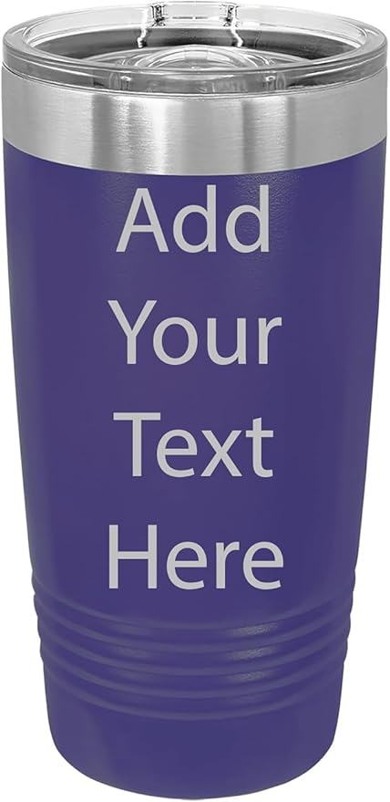CRAZYDAISYWORLD Customized Polar Camel 20 Oz. Vacuum Insulated Ring Neck Tumbler with Slider Lid Personalized with Your Text (Purple)