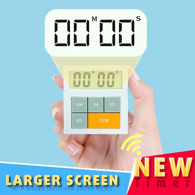 2-Pack Digital Kitchen Timer for Cooking Large Digit Loud Alarm Clock Magnetic Backing Stand Cooking Timer for Baking