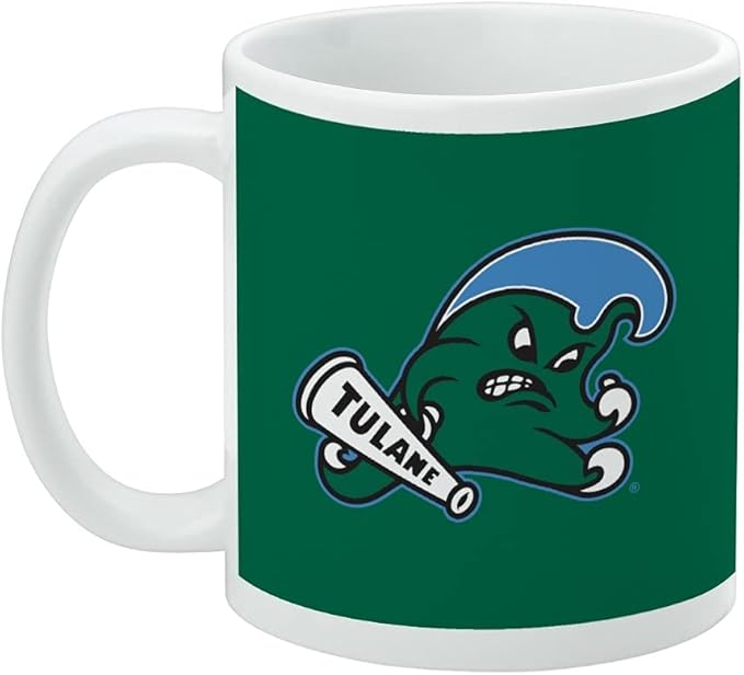 Tulane University Primary Logo Ceramic Coffee Mug, Novelty Gift Mugs for Coffee, Tea and Hot Drinks, 11oz, White